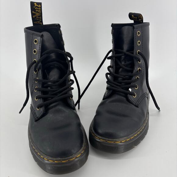Doc Martens Zavala Black Leather Platform Combat Boots M7 W8 Goth Grunge main image 5